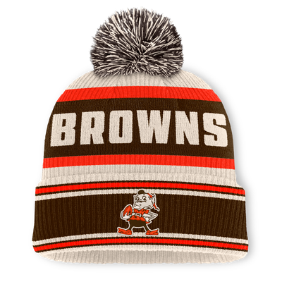 Cleveland Browns Fanatics Heritage Parcel Cuffed Knit Hat with Pom - Brown